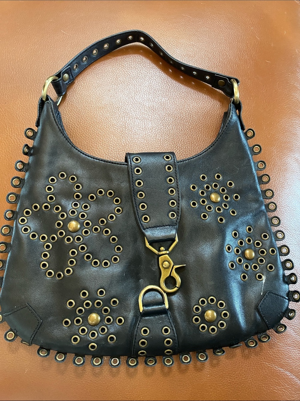 Isabella Fiori Black Studded Handbag